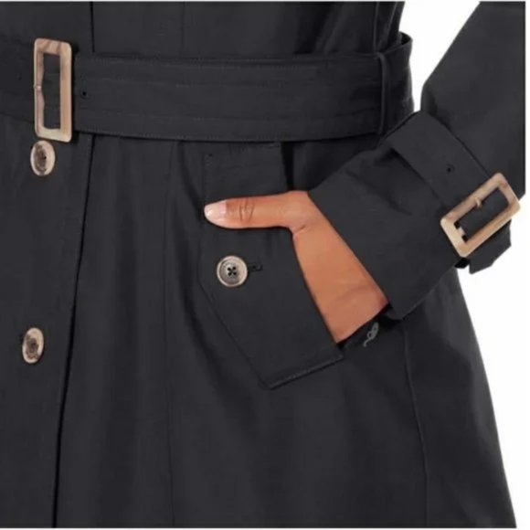 PENDLETON Women Waterproof Trench Coat Jacket W/ Belt A42--Black - Picture 3 of 11
